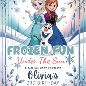 snow princess 3rd birthday invitation
