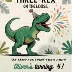 three rex dinosaur birthday invitation