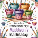 painting rainbow craft birthday invitation