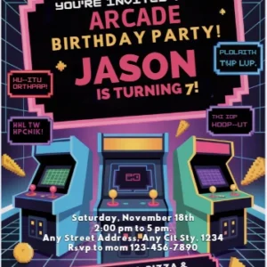 retro gamer birthday invitation
