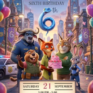 zootopia birthday invitation