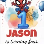 1st spidey birthday invitation