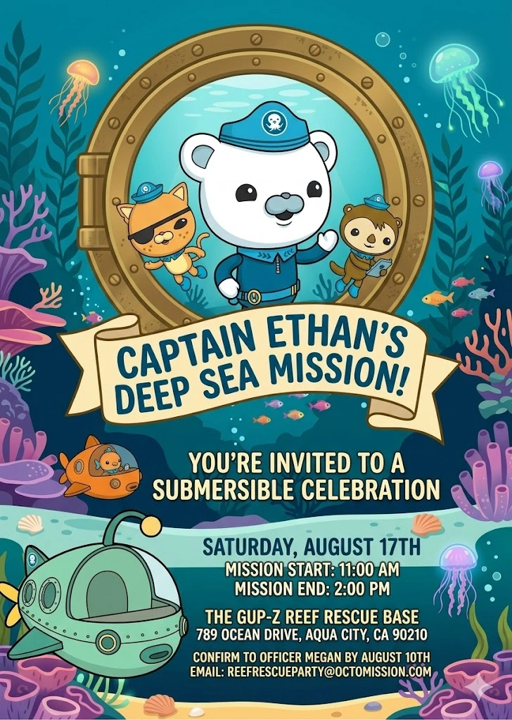 ocean captain birthday invitation