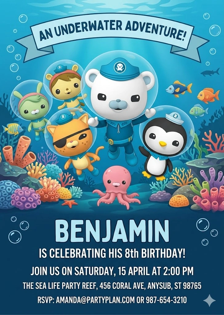 ocean adventure birthday invitation