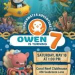 cartoon ocean birthday invitation