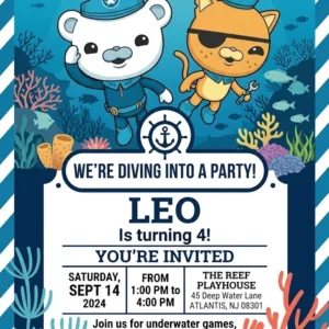 captain barnacles birthday invitation