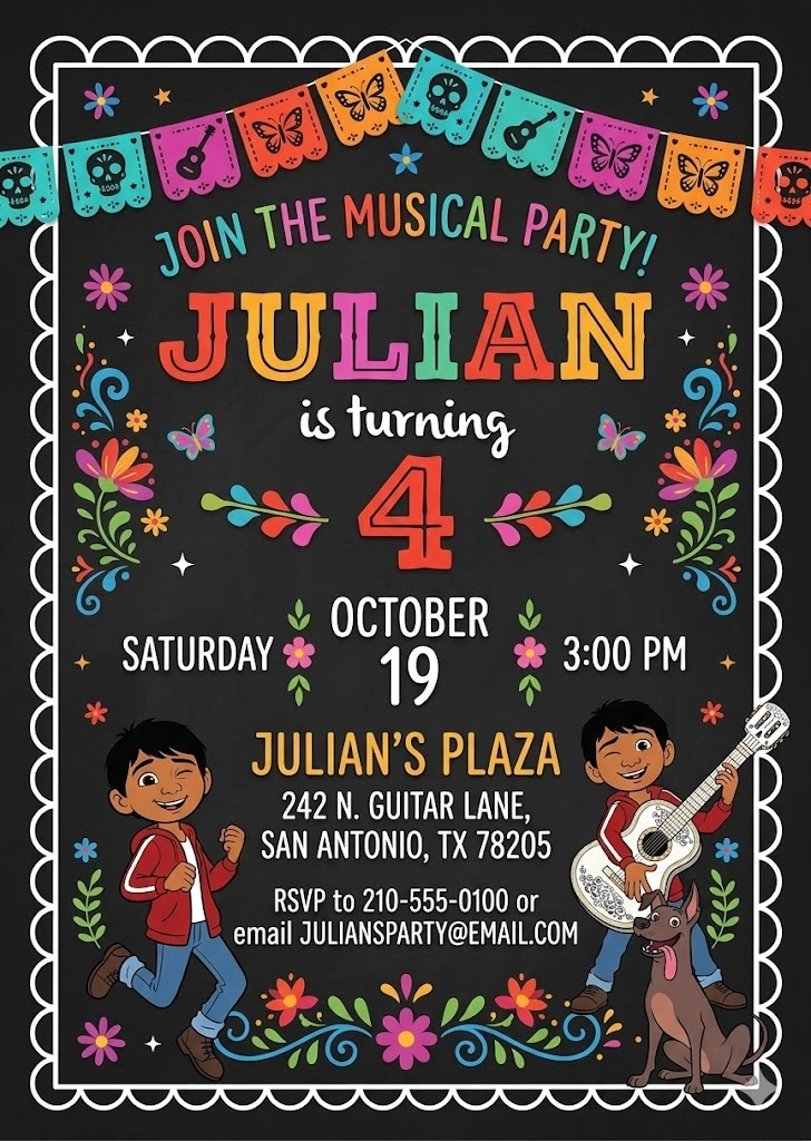 musical fiesta birthday invitation