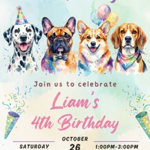 dog pawty birthday invitation