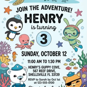 captain ocean birthday invitation