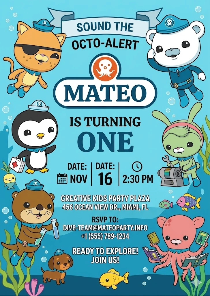 octonauts birthday invitation