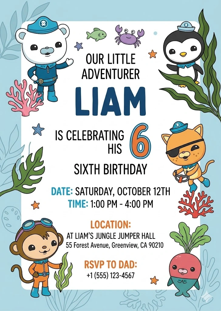 octonauts birthday invitation