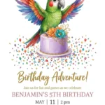 tropical bird birthday invitation