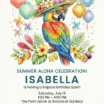 tropical parrot birthday invitation