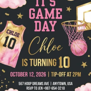 basketball birthday girl invitation
