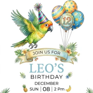 parrot birthday invitation