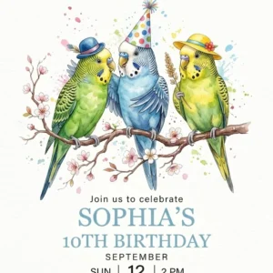 parakeets birthday invitation