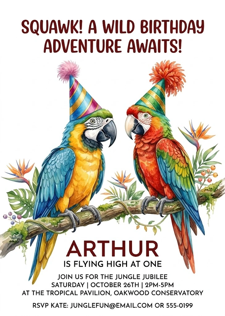 parrot birthday invitation
