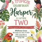tropical birds birthday invitation