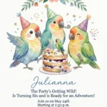 watercolor bird birthday invitation