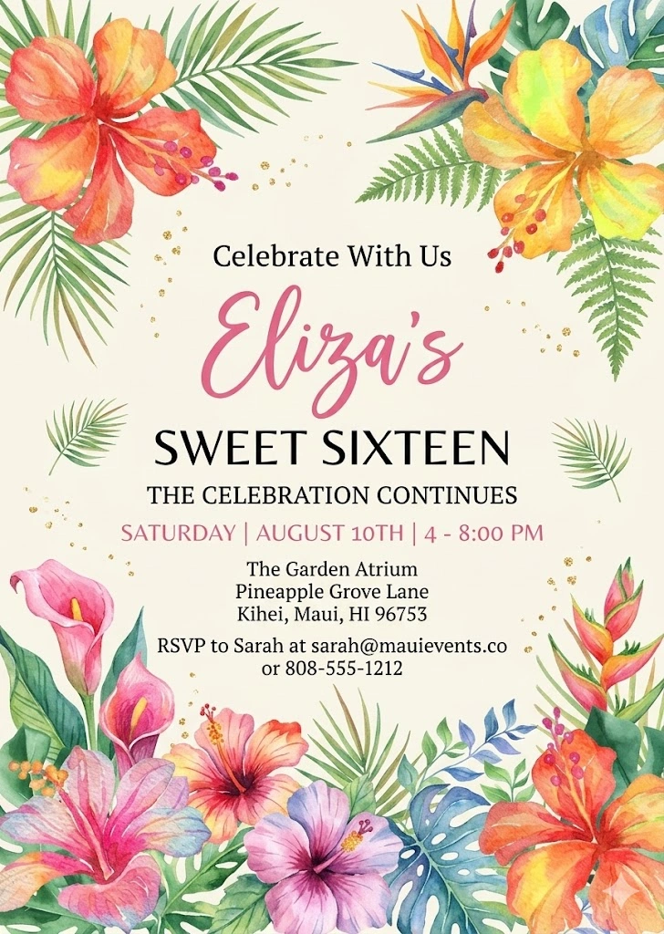rainbow parrot birthday invitation