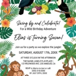 tropical 6th birthday invitation