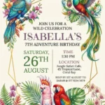 tropical birds colorful birthday invitation