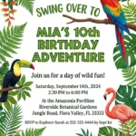 tropical bird jungle birthday invitation