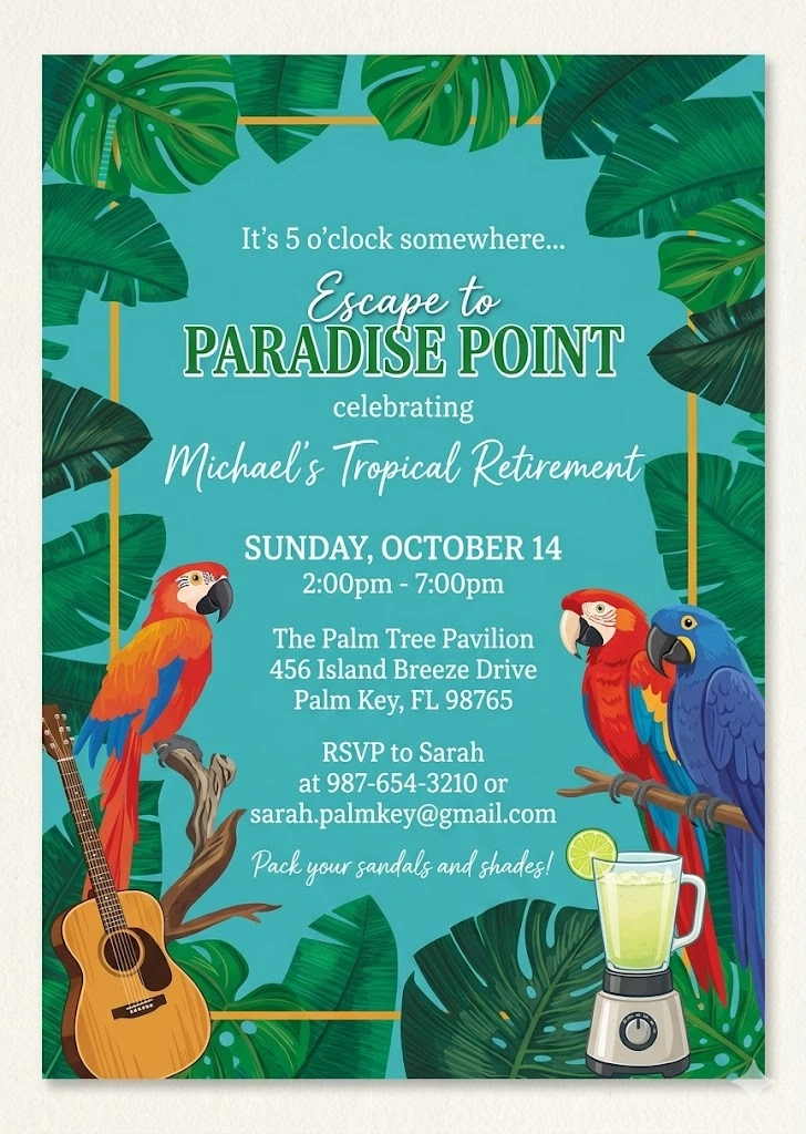 tropical margarita birthday invitation