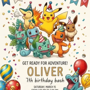 cartoon battle birthday invitation