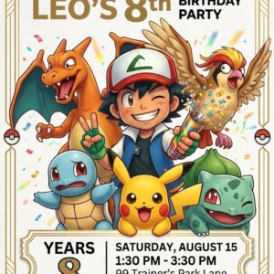 electric monster 7th birthday invitation