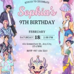 kpop anime birthday invitation