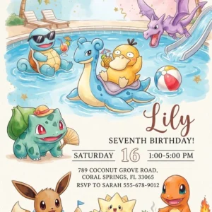 pool birthday invitation