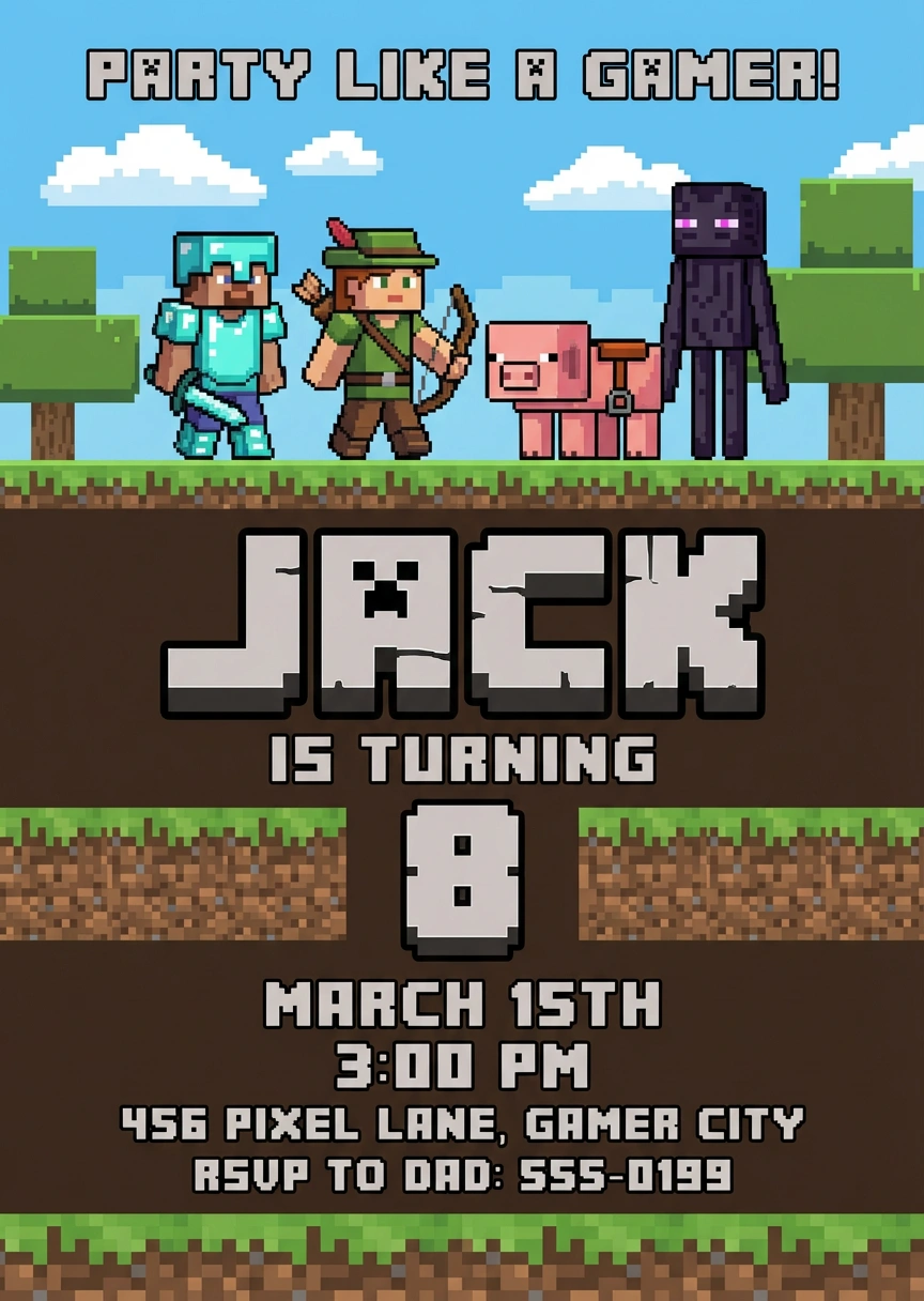 minecraft birthday invitation