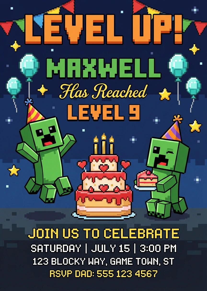 minecraft birthday invitation