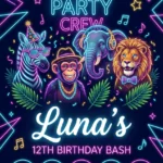 party animals birthday invitation