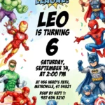 superheroes birthday invitation
