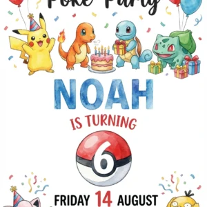 pokemon birthday invitation