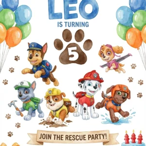 puppy patrol paw-ty birthday invitation