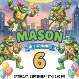 ninja turtle birthday invitation