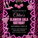 pink leopard birthday invitation