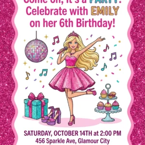 fashion doll birthday invitation