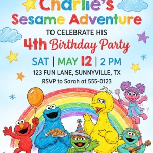 sesame street birthday invitation