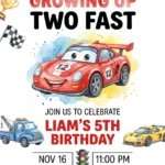 lightning mcqueen cars birthday invitation