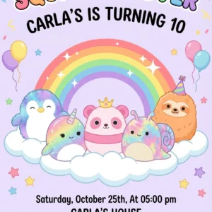 squishmallow birthday invitation