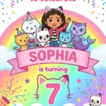 gabby dollhouse birthday invitation