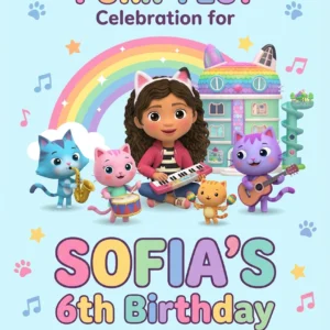gabby dollhouse birthday invitation