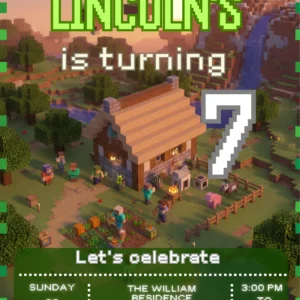 pixel gamer birthday invitation