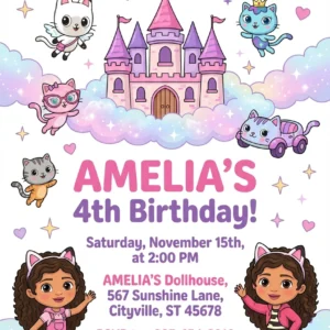 gabby dollhouse pandy birthday invitation