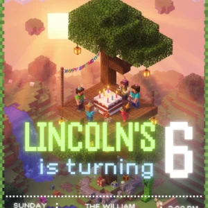 pixel block birthday invitation