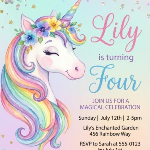 unicorn birthday invitation
